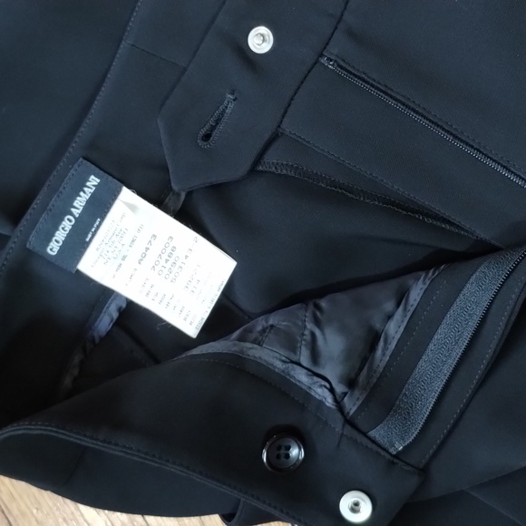 Vtg 90s Giorgio Armani Trousers 4 Wide Leg Black Italy S1990 Pleated Rear Euc - Picture 5 of 9